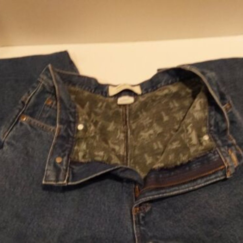 LL BEAN WOMENS 10P GREEN FLANNEL LINED DENIM JEANS